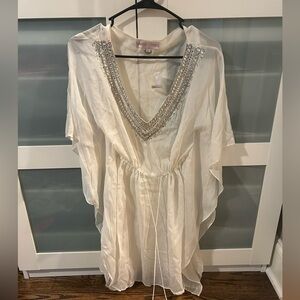 Monique Leshman Off White Embellished Women's Tunic